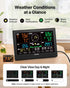 7-in-1 Wi-Fi Weather Station with APP, 190.5 mm VA Display, Wireless Solar Powered Outdoor Sensor, Rain Gauge, Indoor Outdoor for Weather Forecast, Wind Speed, Temperature, Humidity, Rainfall