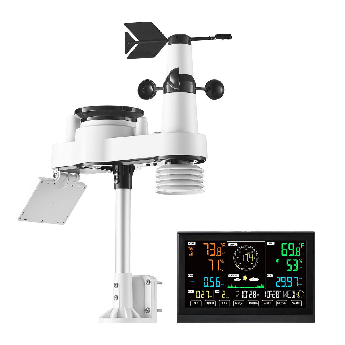 7-in-1 Wireless Weather Station Solar Sensor 7.5