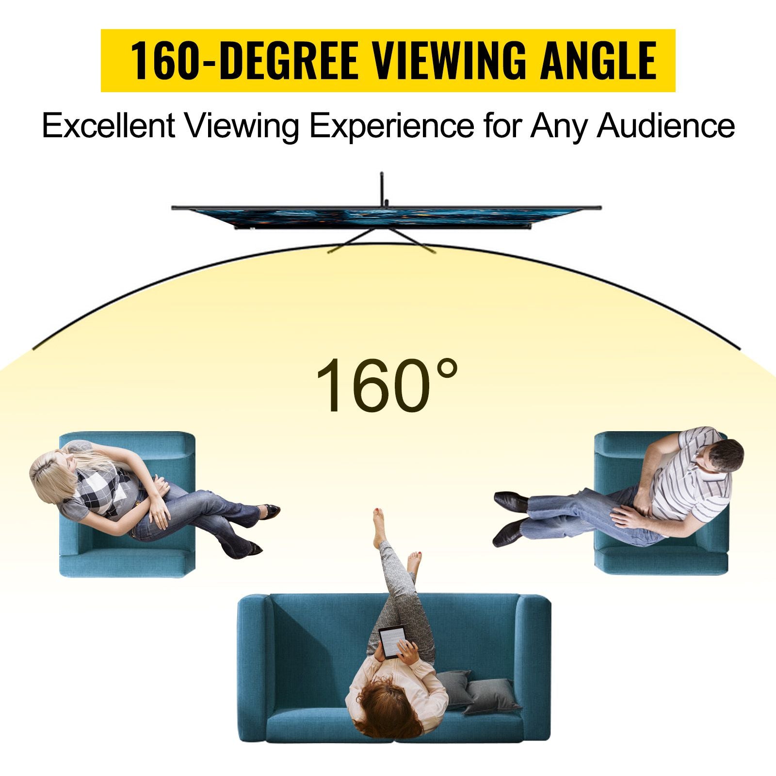 70 Inch Projector Screen with Tripod Stand 4K HD 16:9 Portable Screen