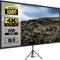 Tripod Projector Screen with Stand 80 inch 16:9 4K HD Projection Screen Stand Wrinkle-Free Height Adjustable Portable Screen for Projector Indoor & Outdoor for Movie, Home Cinema, Gaming, Office