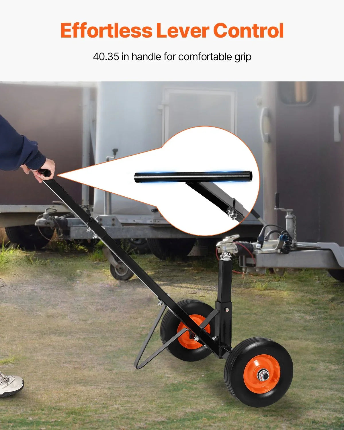 Trailer Dolly, 600lbs Tongue Weight Capacity, Carbon Steel Trailer Mover with 1-7/8 in Hitch Ball and 10 in Solid Tires, Portable Tow Dolly for Moving Car RV Boat Trailer