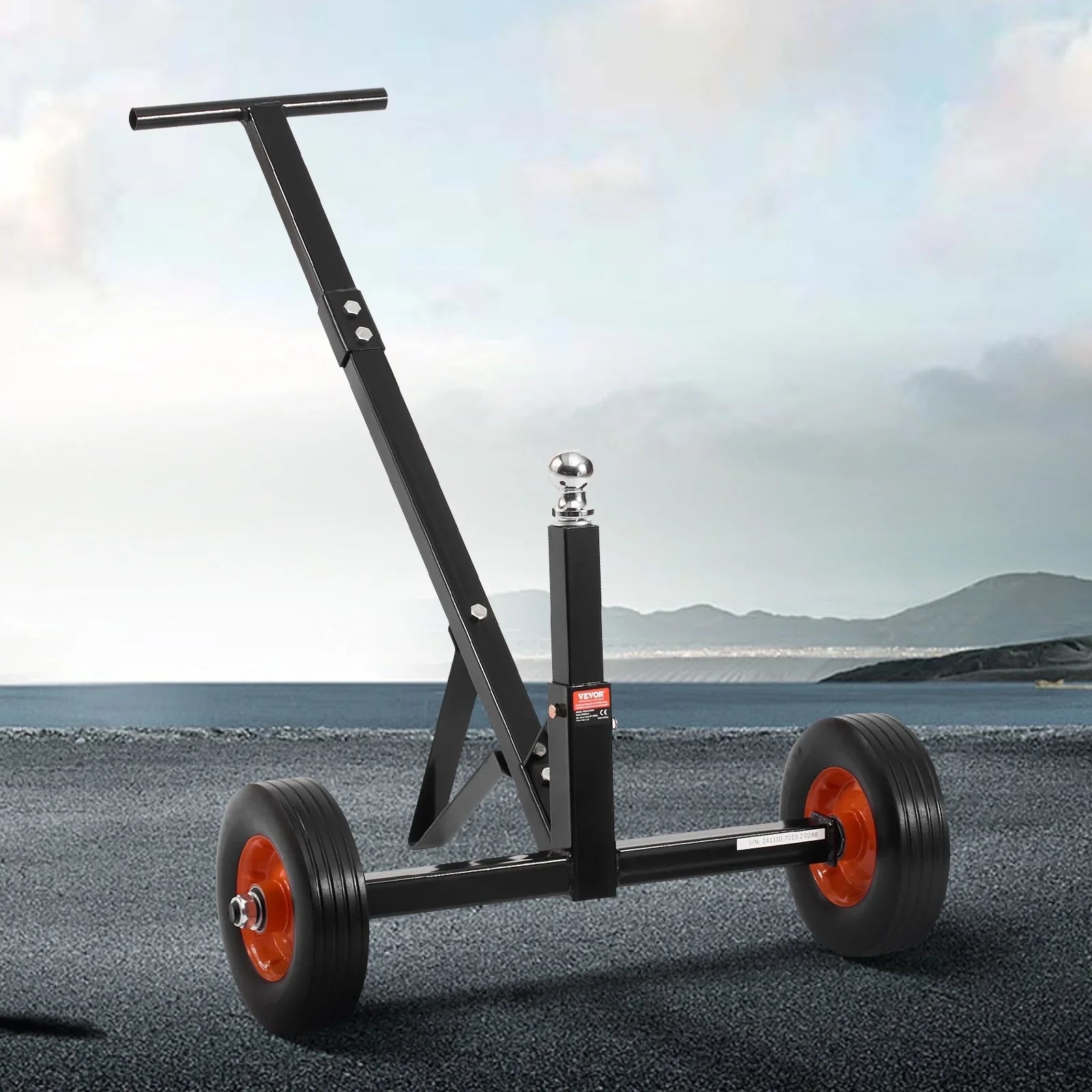 Trailer Dolly, 600lbs Tongue Weight Capacity, Carbon Steel Trailer Mover with 1-7/8 in Hitch Ball and 10 in Solid Tires, Portable Tow Dolly for Moving Car RV Boat Trailer