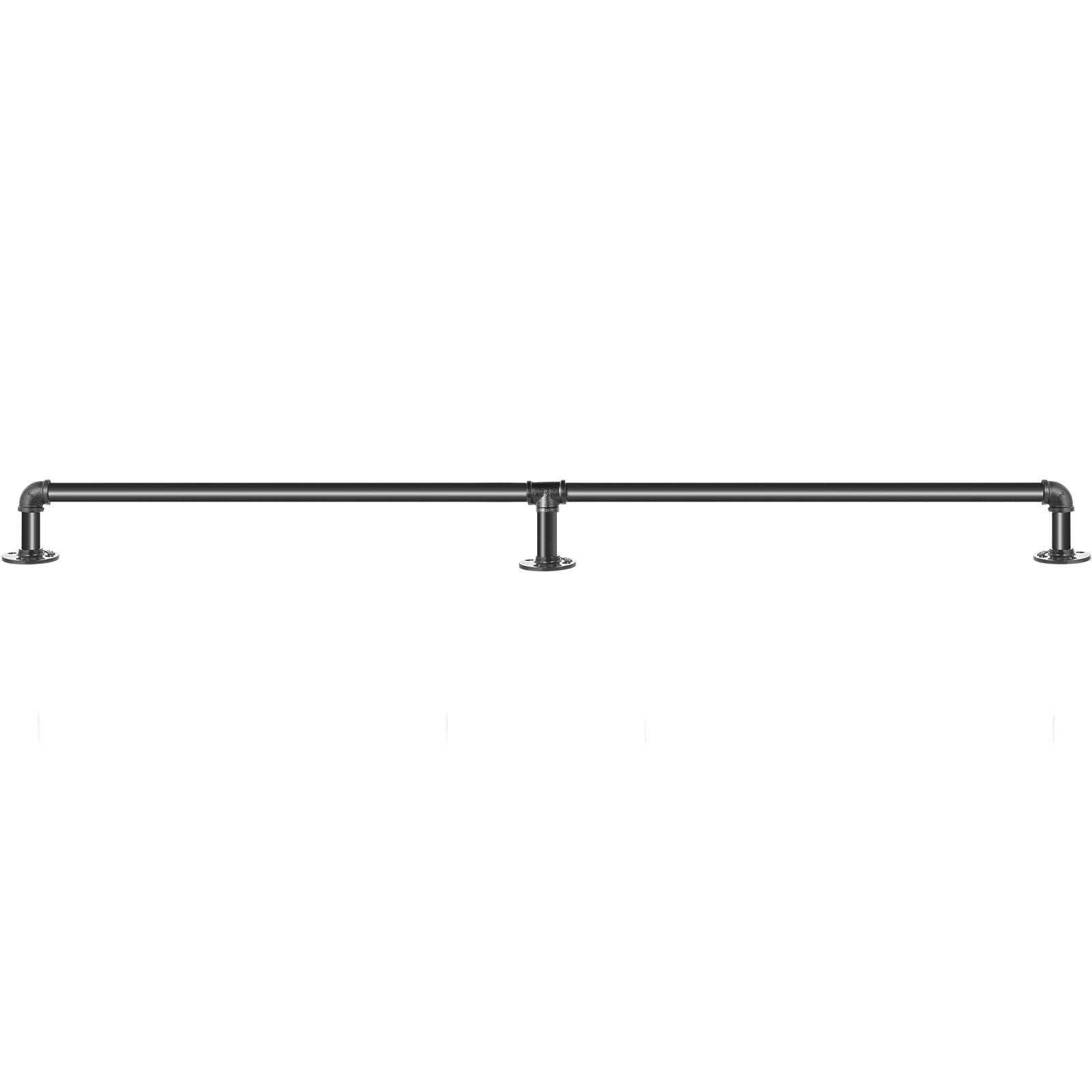 1.8m Pipe Stair Handrail Carbon Steel 200kg Wall Mounted Matte Black