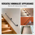 Pipe Stair Handrail, 1.8m Staircase Handrail, 200KG Load Capacity Carbon Steel Pipe Handrail, Industrial Pipe Handrail with Wall Mount Support, Round Corner Wall Handrailings for Indoor, Outdoor