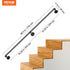 Pipe Stair Handrail, 1.8m Staircase Handrail, 200KG Load Capacity Carbon Steel Pipe Handrail, Industrial Pipe Handrail with Wall Mount Support, Round Corner Wall Handrailings for Indoor, Outdoor