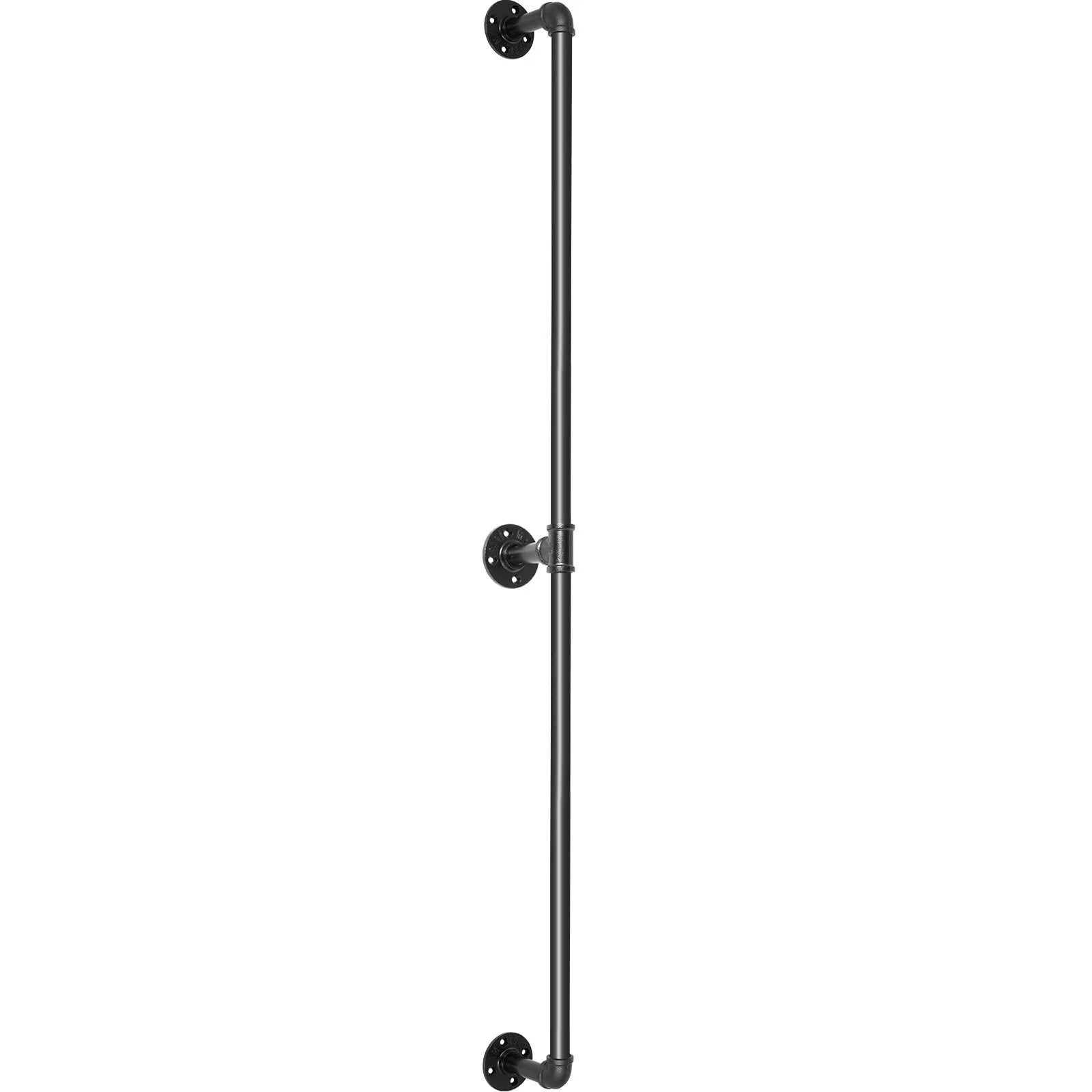 Pipe Stair Handrail, 1.8m Staircase Handrail, 200KG Load Capacity Carbon Steel Pipe Handrail, Industrial Pipe Handrail with Wall Mount Support, Round Corner Wall Handrailings for Indoor, Outdoor