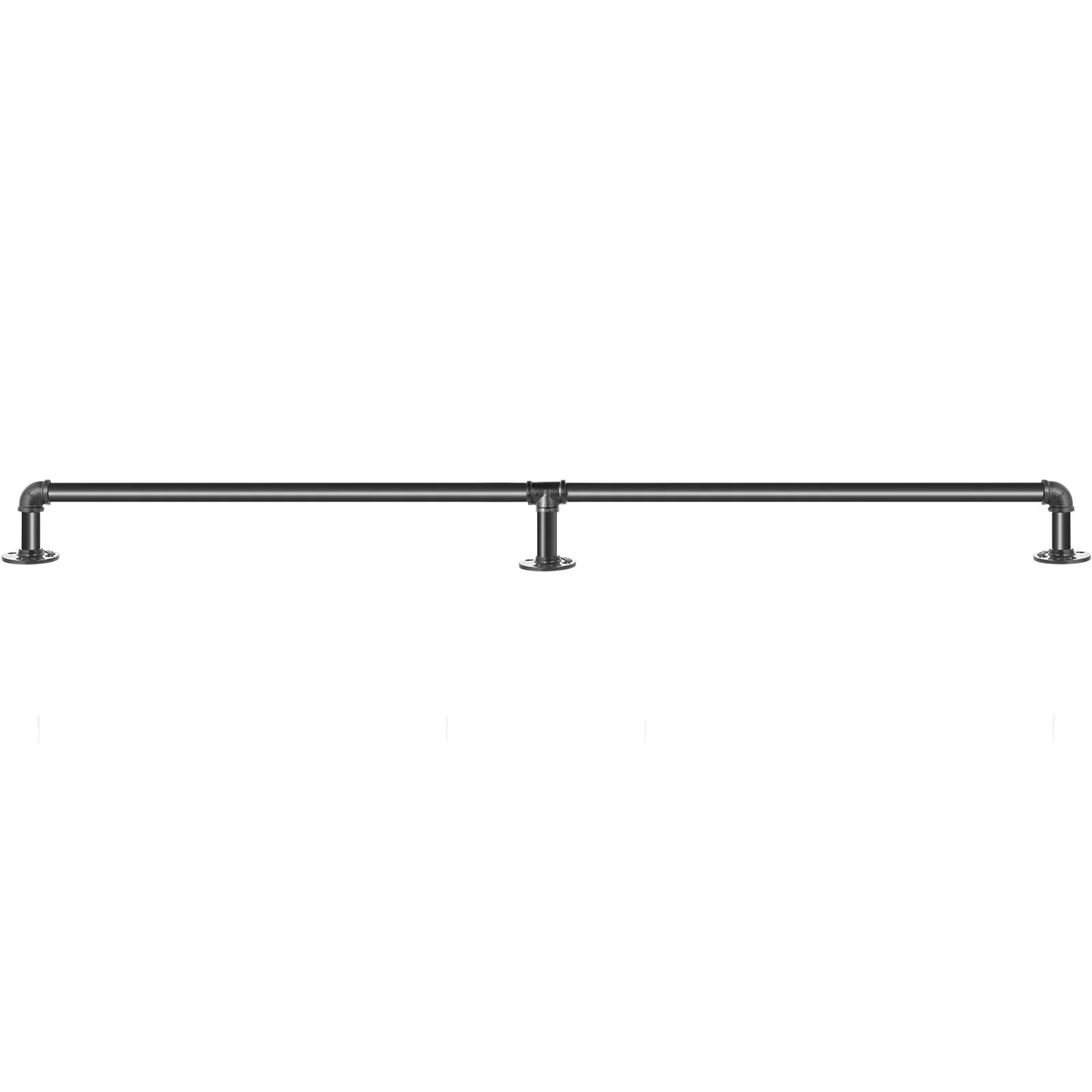 Pipe Stair Handrail, 1.8m Staircase Handrail, 200KG Load Capacity Carbon Steel Pipe Handrail, Industrial Pipe Handrail with Wall Mount Support, Round Corner Wall Handrailings for Indoor, Outdoor