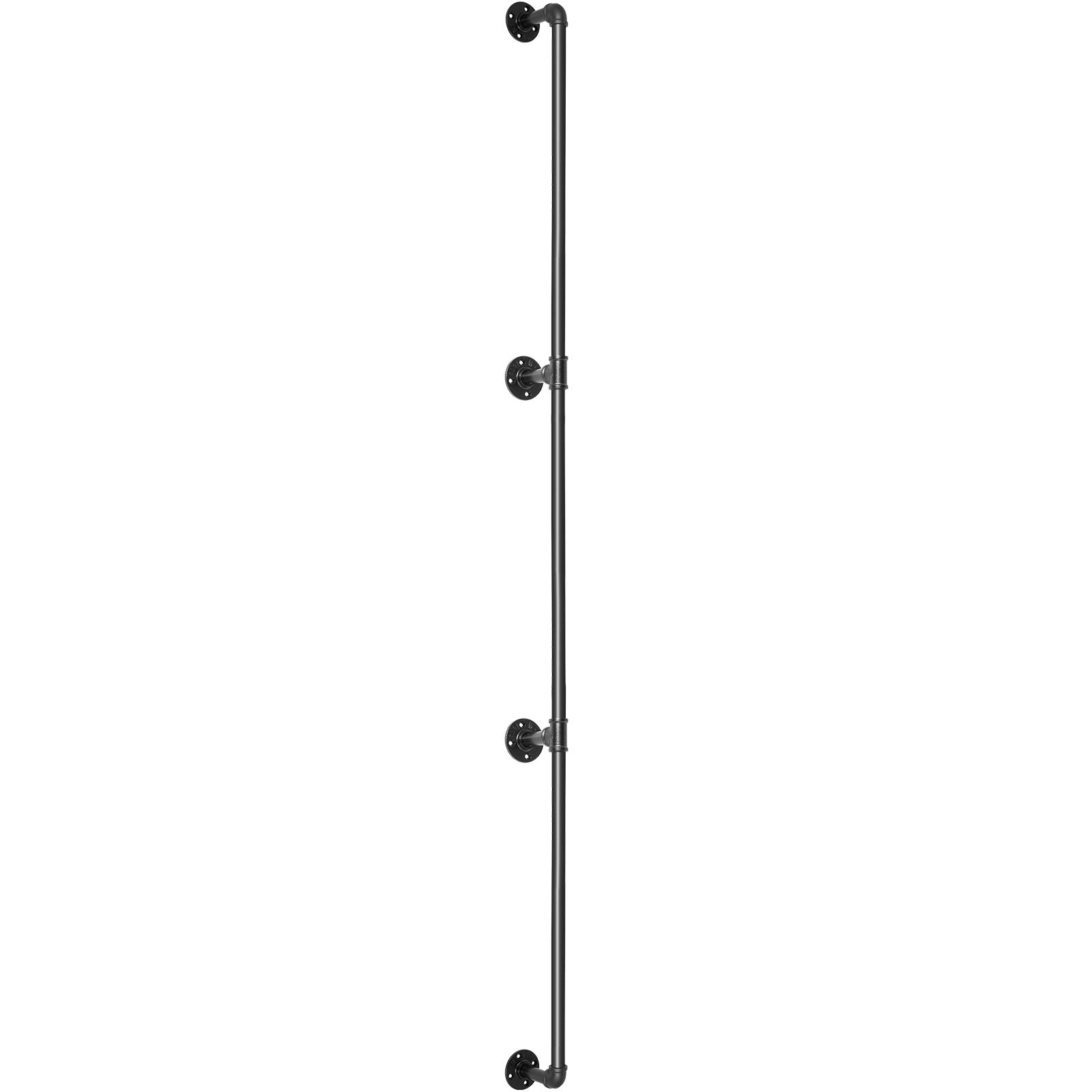 9FT Carbon Steel Pipe Stair Handrail 440lbs Load Wall Mounted Railing