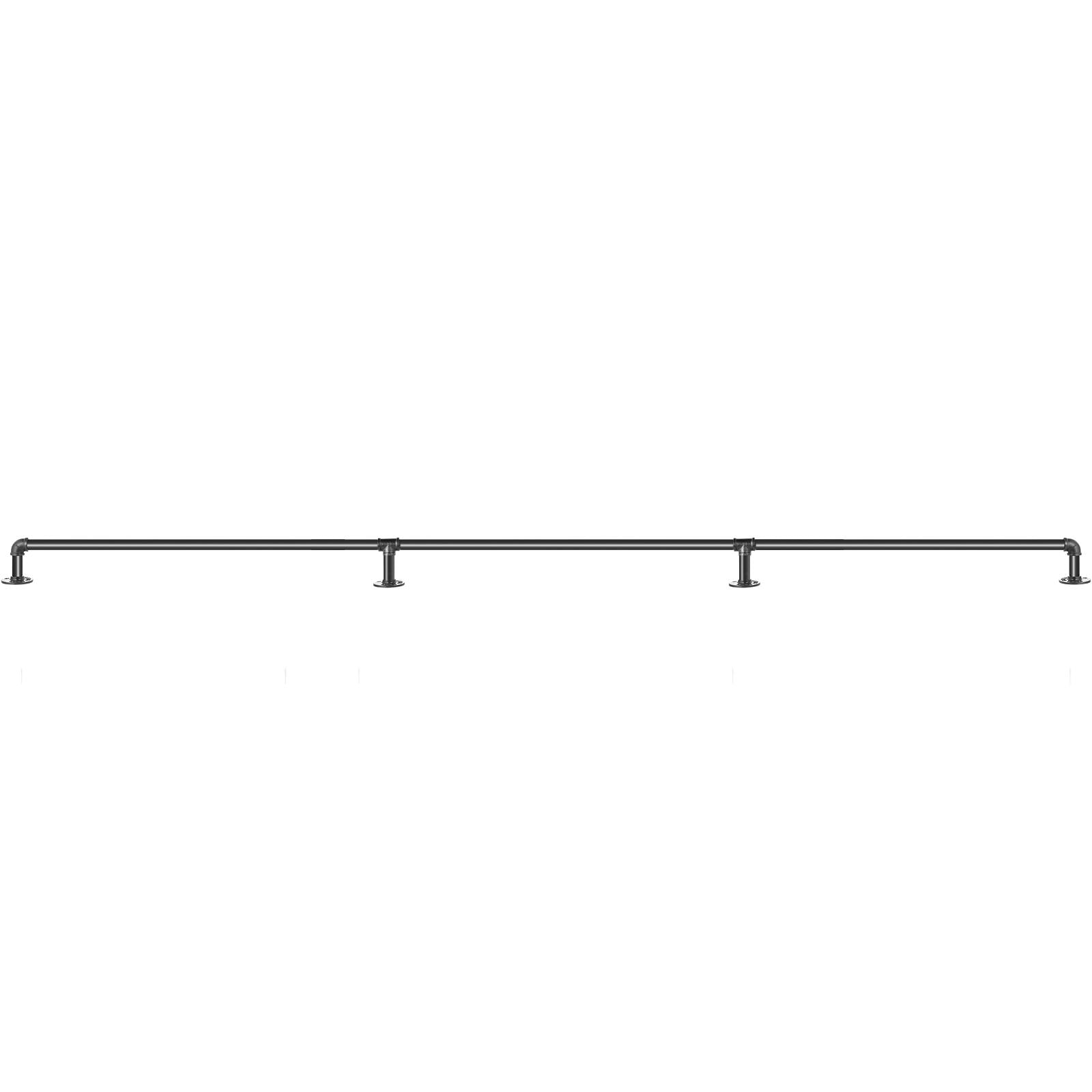 9FT Carbon Steel Pipe Stair Handrail 440lbs Load Wall Mounted Railing