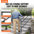 Iron Handrail Stair Railing Hand Rail Kit 1-4 Steps Outdoor Black w/ Bars