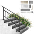 Iron Handrail Stair Railing Hand Rail Kit 1-4 Steps Outdoor Black w/ Bars