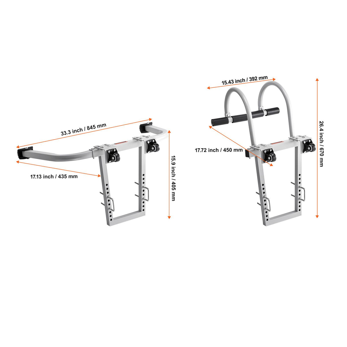 2-in-1 Ladder Stabilizer Roof Hook Steel Wall Standoff 330lb Capacity