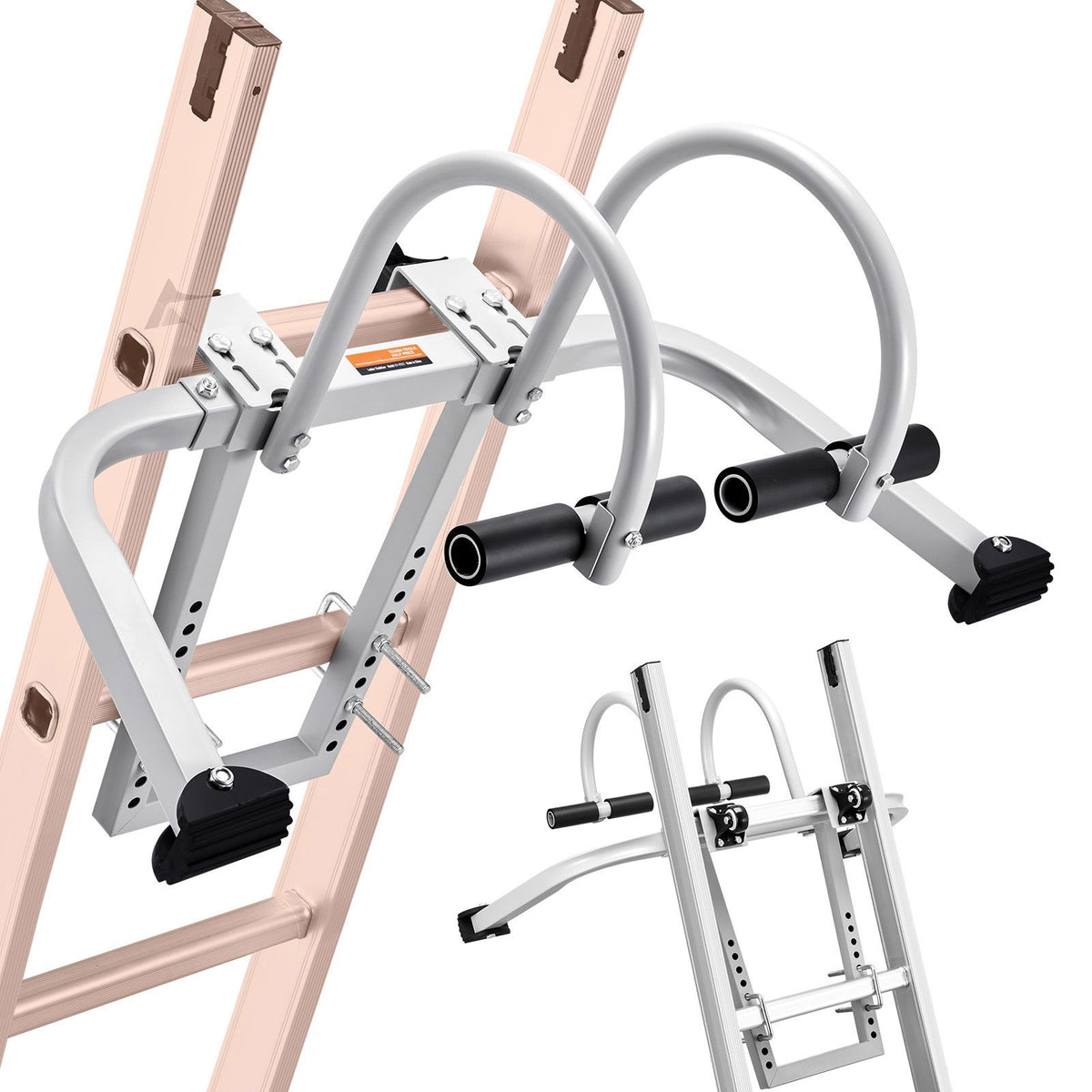 2-in-1 Ladder Stabilizer Roof Hook Steel Wall Standoff 330lb Capacity
