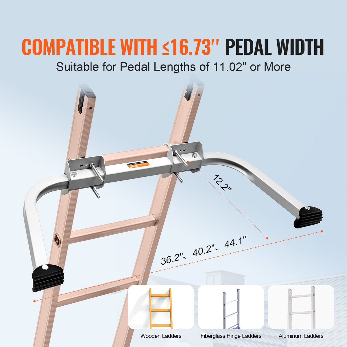 Heavy-Duty Steel Extension Ladder Standoff Stabilizer with Wing Span Kit