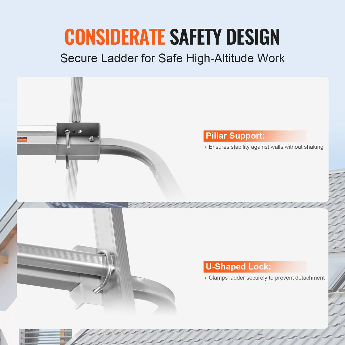 Heavy-Duty Steel Extension Ladder Standoff Stabilizer with Wing Span Kit