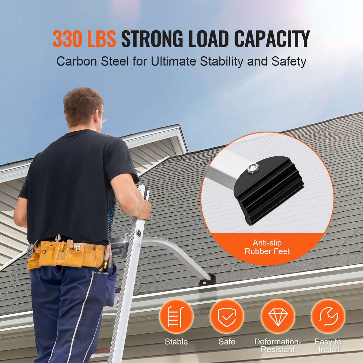 Heavy-Duty Steel Extension Ladder Standoff Stabilizer with Wing Span Kit