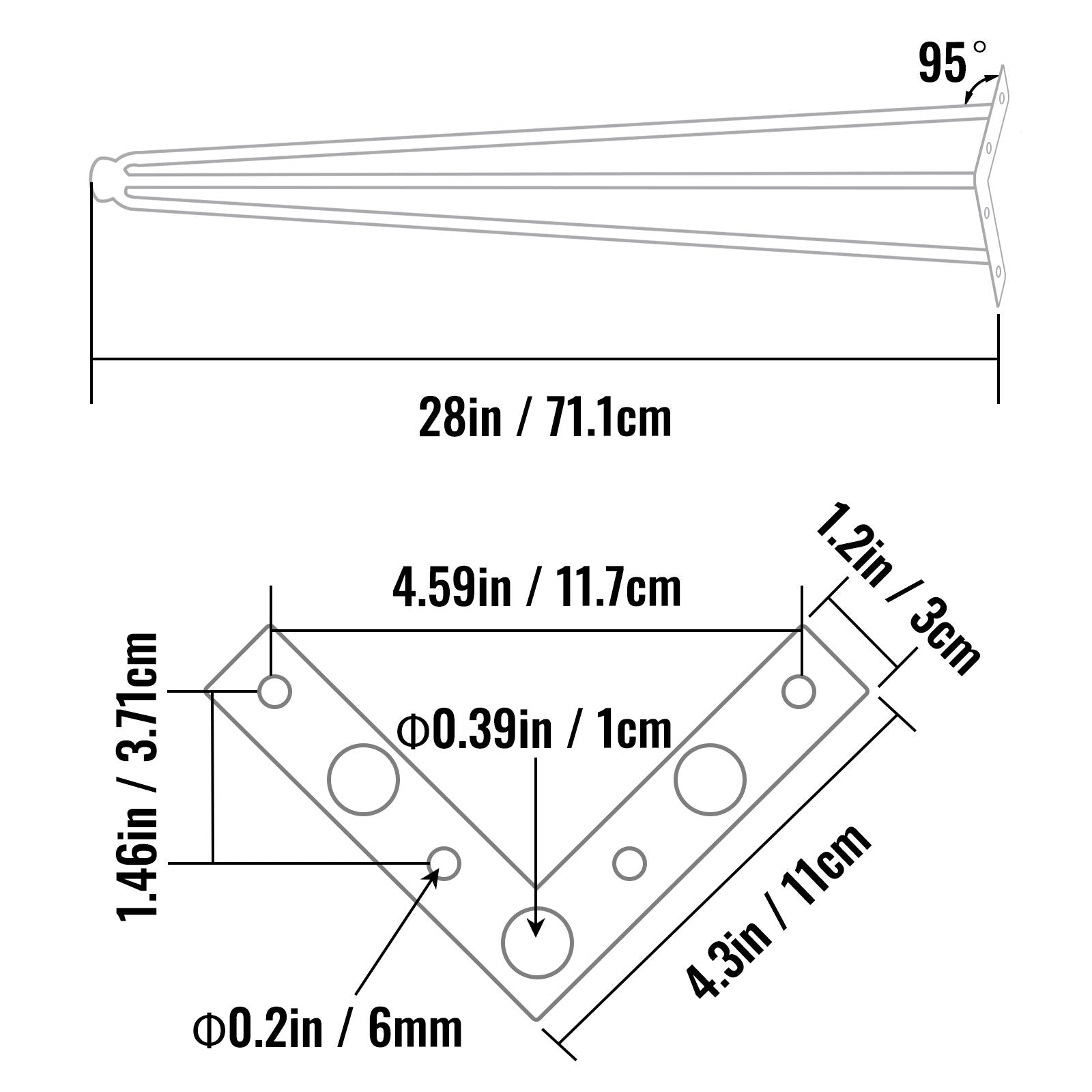 Hairpin Table Legs 28 inch, Set of 4 DIY Desk Table Legs 3 Rods Heavy Duty