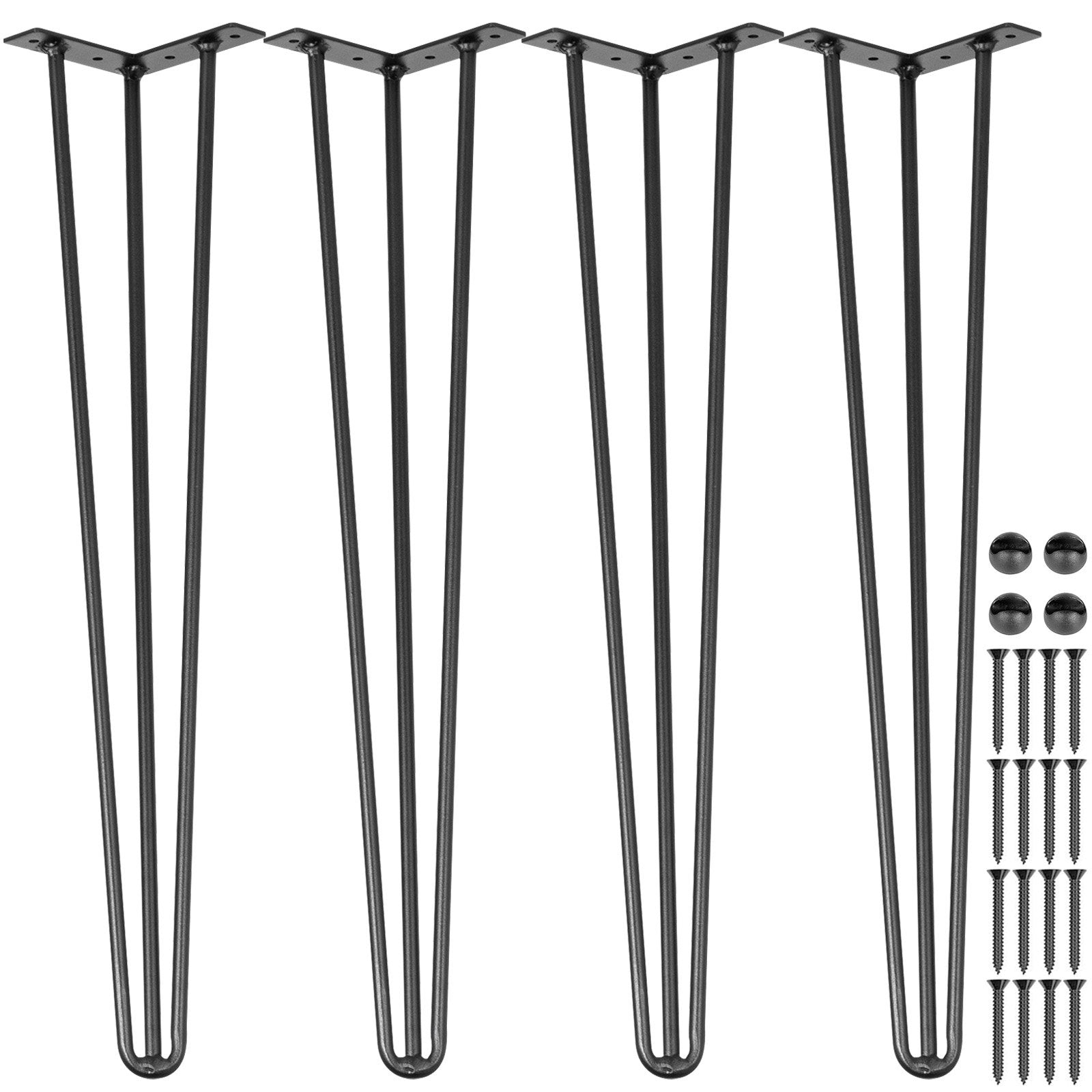 Hairpin Table Legs 30 inch Black Set of 4 Desk Legs Each 220lbs Capacity Hairpin Desk Legs 3 Rods for Bench Desk Dining End Table Chairs Carbon Steel DIY Table Legs Heavy Duty Furniture Legs