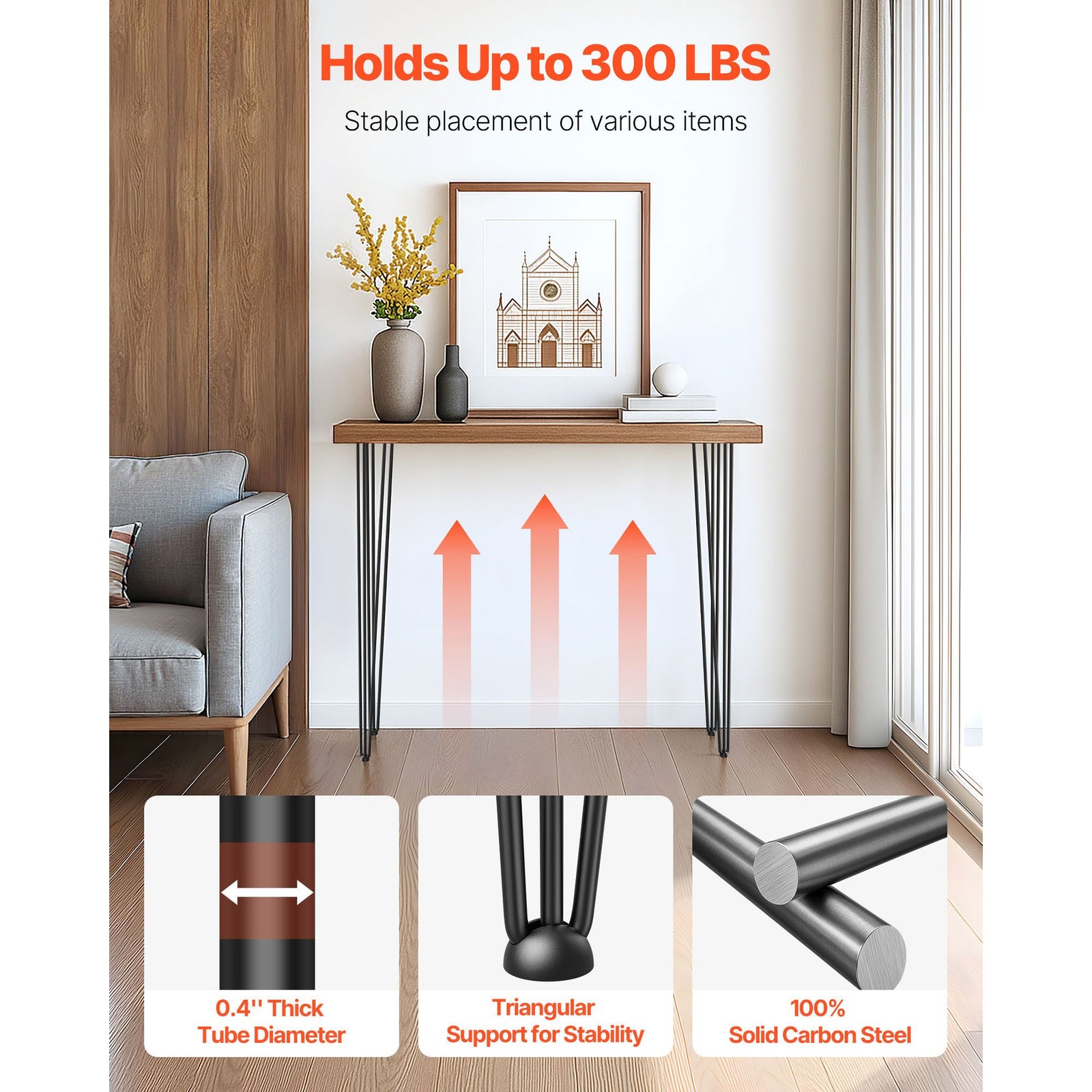 Hairpin Table Legs 40 inch, Set of 4 DIY Desk Table Legs 3 Rods Heavy Duty
