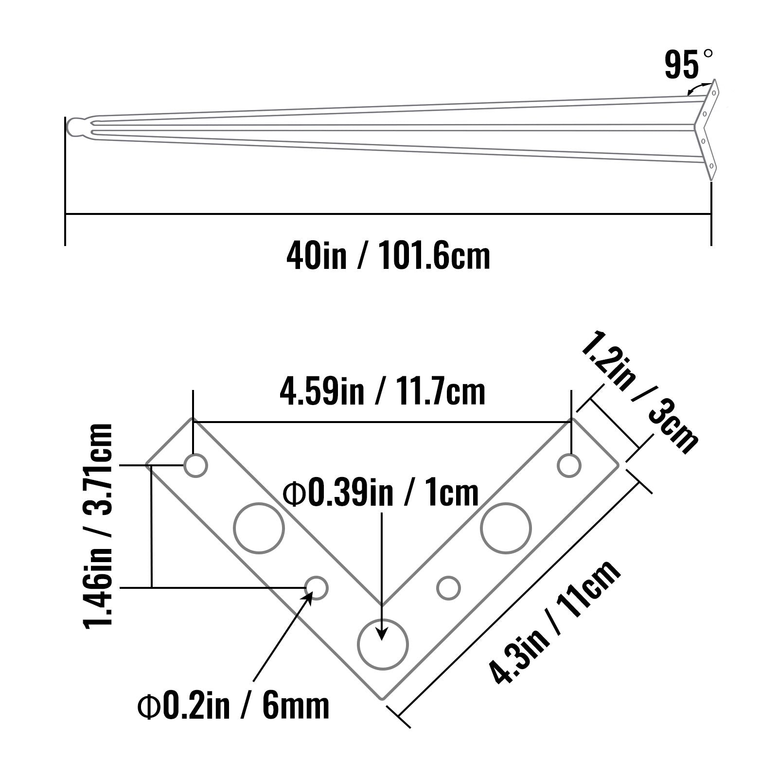 Hairpin Table Legs 40 inch, Set of 4 DIY Desk Table Legs 3 Rods Heavy Duty