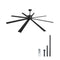 213 cm Ceiling Fan No Light, 6-Speed Remote Control, Aluminum 8-Blade, Reversible DC Motor, Modern Low Profile Flush Mount Exterior Fan for Bedroom, Living Room, Patio, Indoor/Outdoor, Black