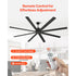 213 cm Ceiling Fan No Light, 6-Speed Remote Control, Aluminum 8-Blade, Reversible DC Motor, Modern Low Profile Flush Mount Exterior Fan for Bedroom, Living Room, Patio, Indoor/Outdoor, Black