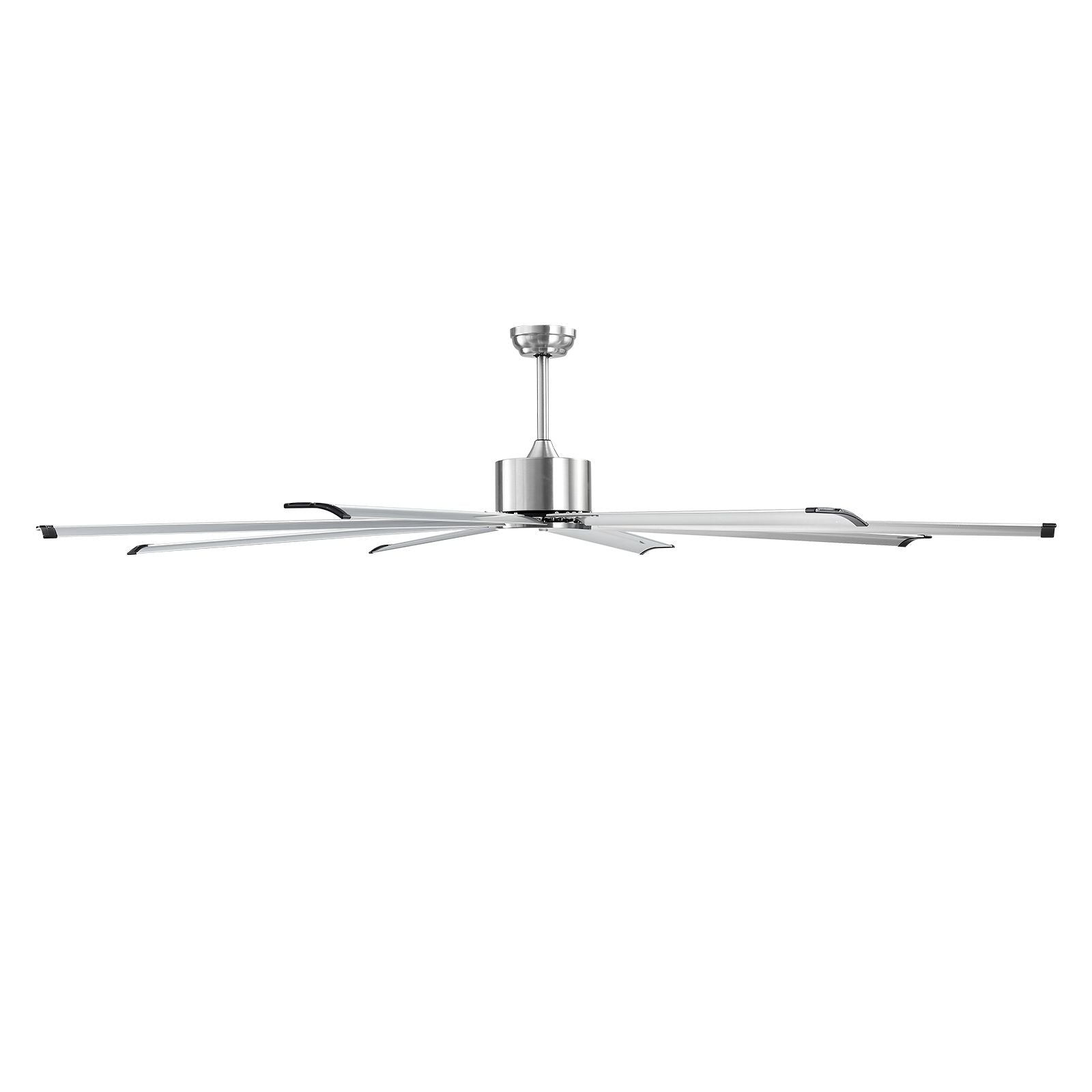 213 cm Ceiling Fan No Light, 6-Speed Remote Control, Aluminum 8-Blade, Reversible DC Motor, Modern Low Profile Flush Mount Fan for Bedroom, Living Room, Patio, Indoor/Outdoor, Brushed Nickel