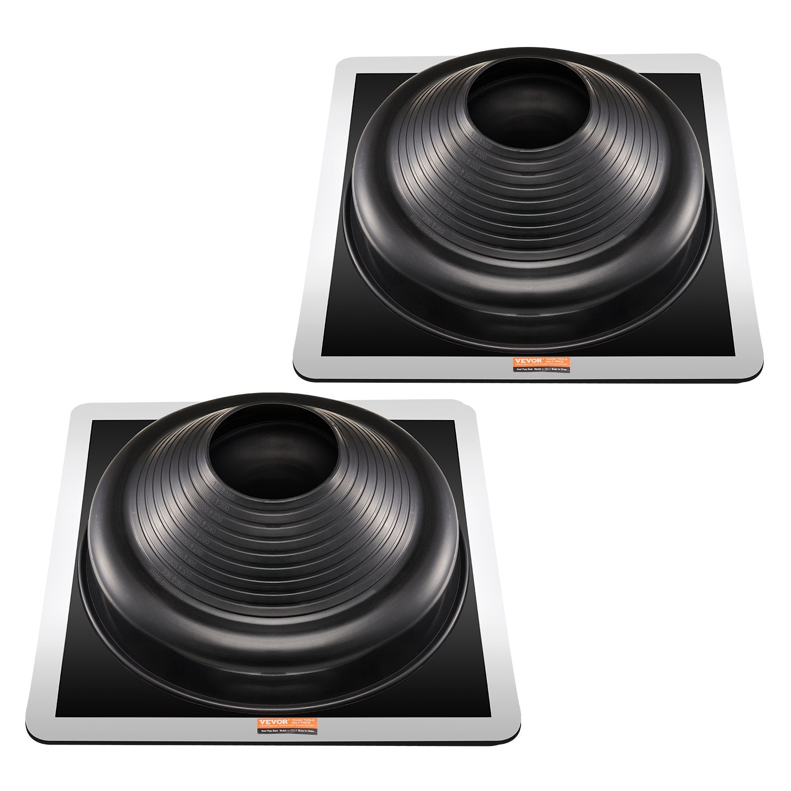 2 Pcs Metal Roof Pipe Flashing Boots Fit 170-355 mm Pipe High Temp EDPM