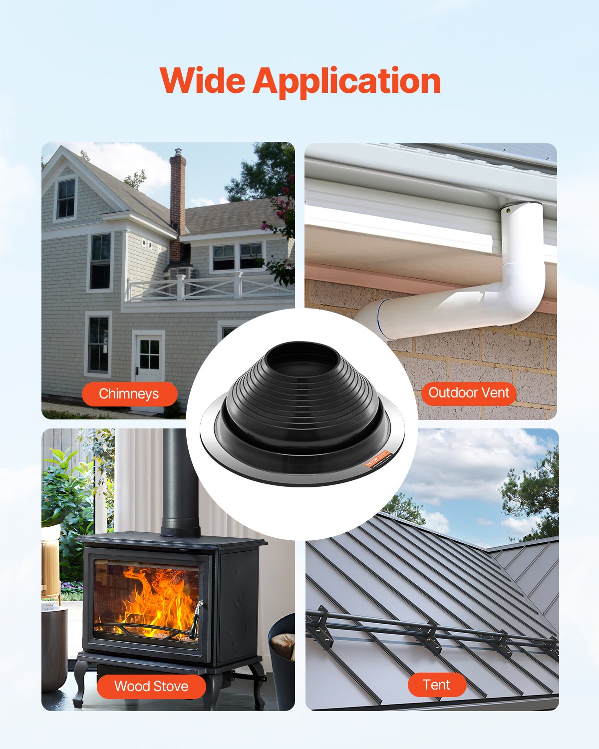 2 Pcs Metal Roof Pipe Flashing Boots Fit 150-280 mm Pipe High Temp EDPM