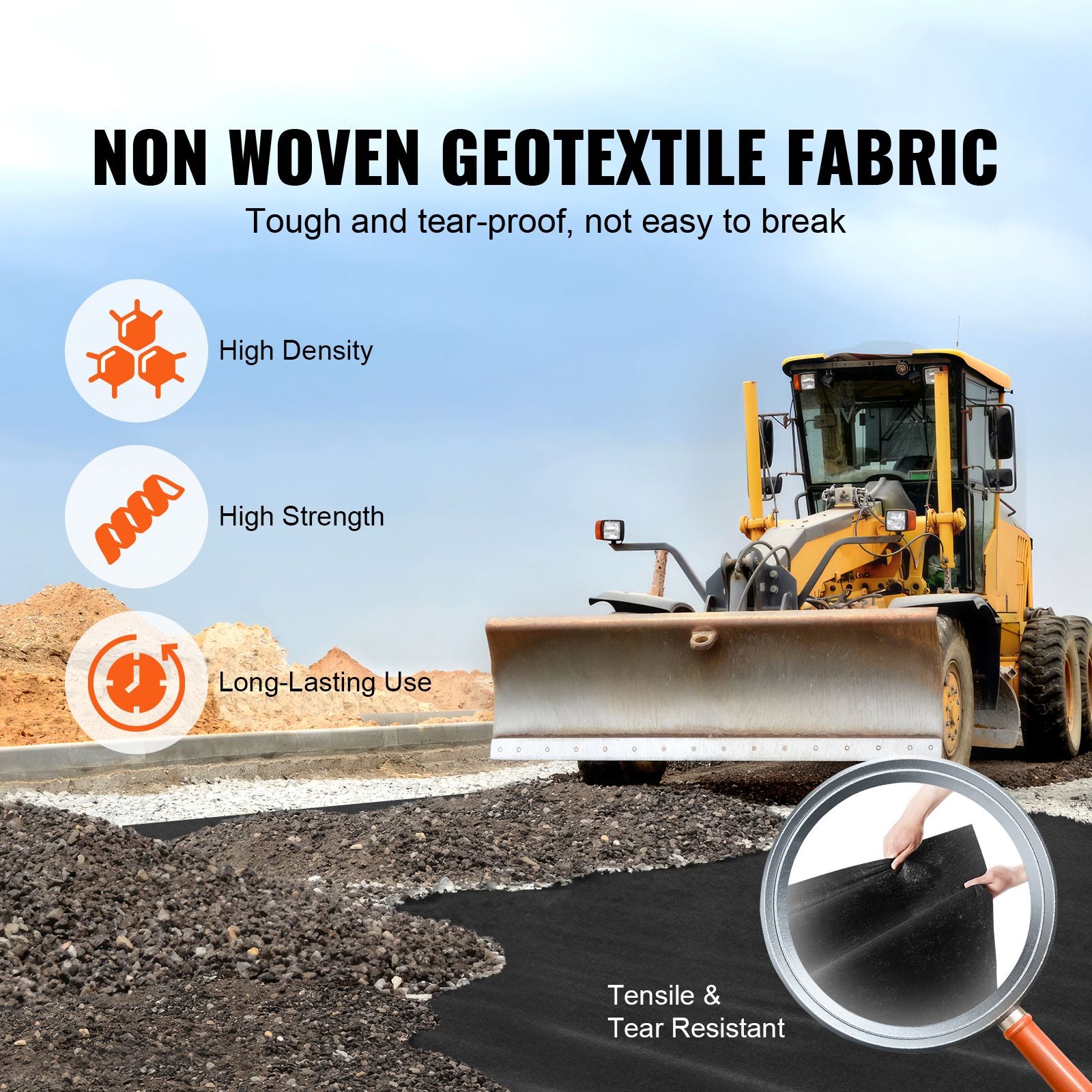 Driveway Fabric, 1*50m Non Woven Geotextile Fabric, Heavy Duty Garden Weed Barrier Fabric, 4.43OZ Landscape Fabric, French Drains Drainage Fabric, Ground Cover Weed Control Fabric,3.28 x 164 ft