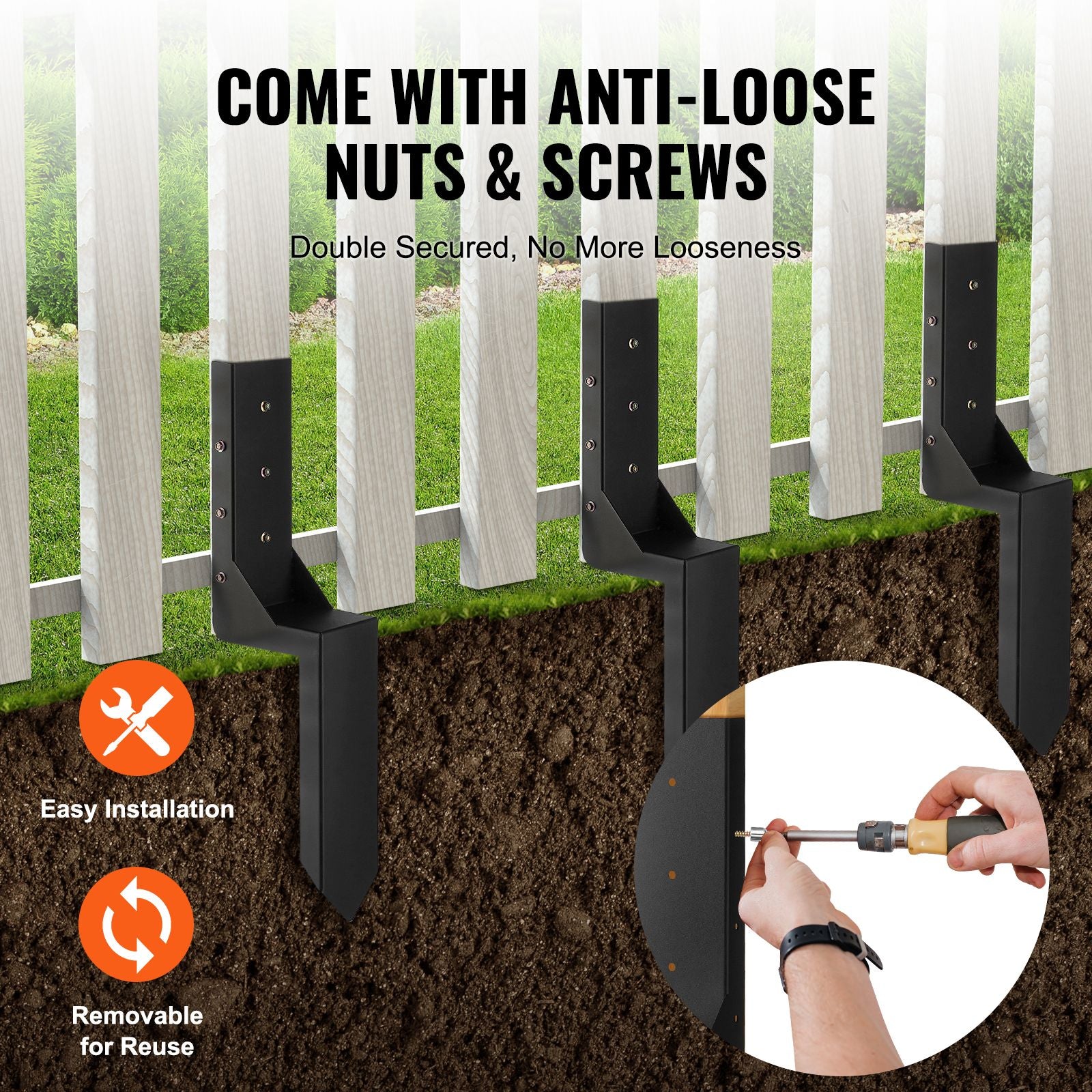 Fence Post Anchor Repair Kit 6 Pack Inner Support Stakes Repair