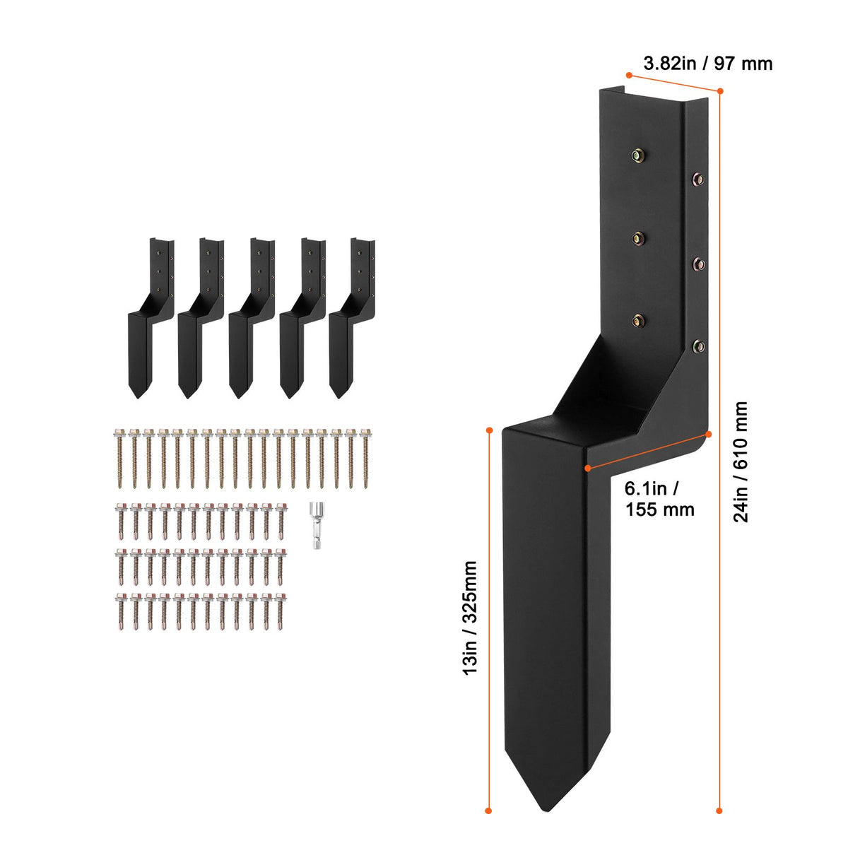 Fence Post Anchor Repair Kit 6 Pack Inner Support Stakes Repair