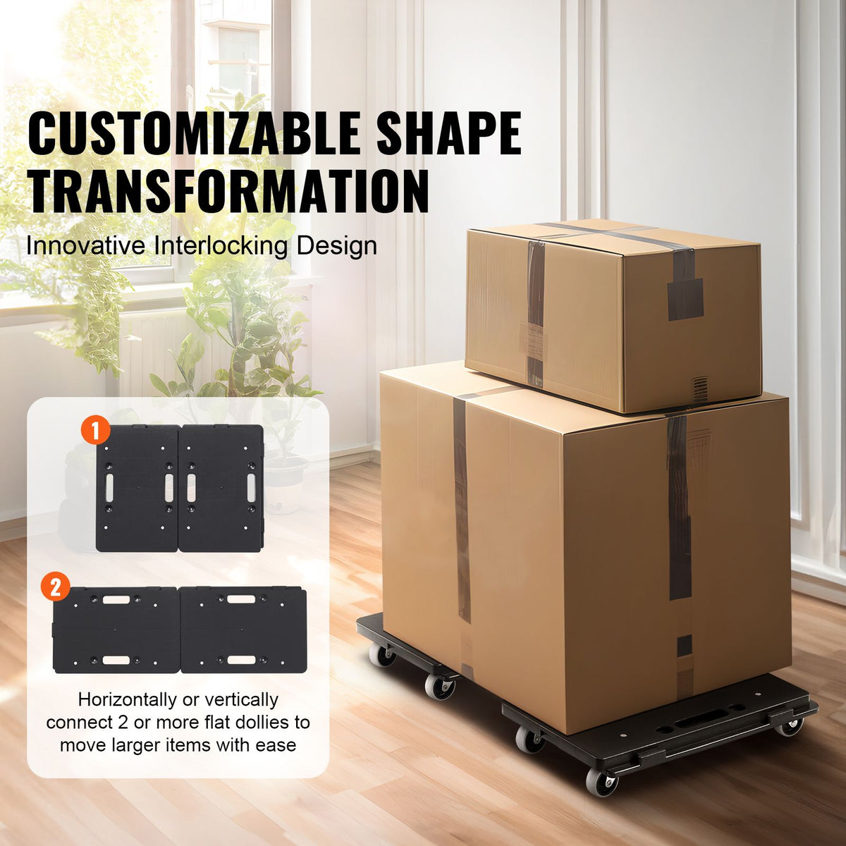 2 Pack Furniture Dolly with Wheels 500lb Heavy Duty Moving Dolly Black