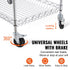 Kitchen Utility Cart, 3 Tiers, Wire Rolling Cart with 300kg Capacity, Steel Service Cart on Wheels, Metal Storage Trolley with 80mm Deep Basket Curved Handle 6 Hooks, for Indoor and Outdoor Use