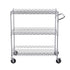 Kitchen Utility Cart, 3 Tiers, Wire Rolling Cart with 300kg Capacity, Steel Service Cart on Wheels, Metal Storage Trolley with 80mm Deep Basket Curved Handle 6 Hooks, for Indoor and Outdoor Use