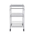 Kitchen Utility Cart, 3 Tiers, Wire Rolling Cart with 300kg Capacity, Steel Service Cart on Wheels, Metal Storage Trolley with 80mm Deep Basket Curved Handle 6 Hooks, for Indoor and Outdoor Use