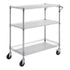 Kitchen Utility Cart, 3 Tiers, Wire Rolling Cart, Steel Service Cart on Wheels, Metal Storage Trolley with 80mm Basket Curved Handle PP Liner 6 Hooks, for Indoor and Outdoor