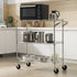 Kitchen Utility Cart, 3 Tiers, Wire Rolling Cart, Steel Service Cart on Wheels, Metal Storage Trolley with 80mm Basket Curved Handle PP Liner 6 Hooks, for Indoor and Outdoor