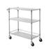 Kitchen Utility Cart, 3 Tiers, Wire Rolling Cart, Steel Service Cart on Wheels, Metal Storage Trolley with 80mm Basket Curved Handle PP Liner 6 Hooks, for Indoor and Outdoor