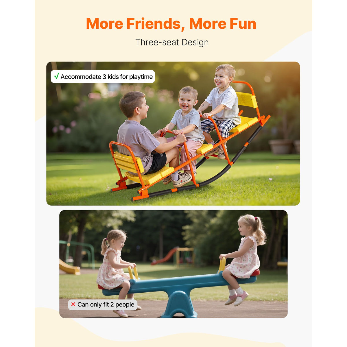Kids Seesaw 90 kg Capacity Metal Rocking Teeter Totter with Handles