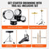 Kids Drum Set, 5-Piece, 406.4 mm Beginner Full Drum Set with Bass Toms Snare Floor Drum Adjustable Throne Cymbal Hi-Hat Pedal and Two Pairs of Drumsticks, Starter Drum Kit for Child Kids, Black