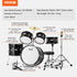 Kids Drum Set, 5-Piece, 406.4 mm Beginner Full Drum Set with Bass Toms Snare Floor Drum Adjustable Throne Cymbal Hi-Hat Pedal and Two Pairs of Drumsticks, Starter Drum Kit for Child Kids, Black