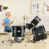 Kids Drum Set, 5-Piece, 406.4 mm Beginner Full Drum Set with Bass Toms Snare Floor Drum Adjustable Throne Cymbal Hi-Hat Pedal and Two Pairs of Drumsticks, Starter Drum Kit for Child Kids, Black