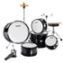 Kids Drum Set, 5-Piece, 406.4 mm Beginner Full Drum Set with Bass Toms Snare Floor Drum Adjustable Throne Cymbal Hi-Hat Pedal and Two Pairs of Drumsticks, Starter Drum Kit for Child Kids, Black
