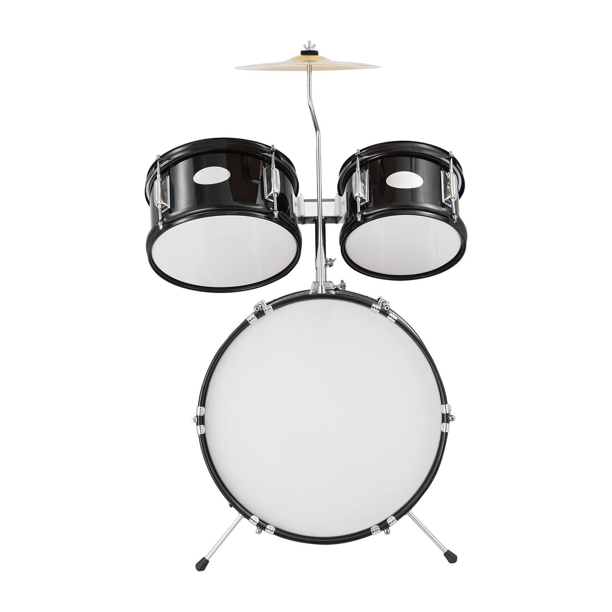 5-Piece Kids Drum Set 16in Bass Drum Adjustable Throne Cymbal Hi-Hat Black