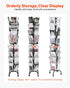 Greeting Cards Display Rack, 32 Pockets Rotating Postcard Brochure Display Stand, 360° Spinning Card Display Rack with Sign Holder & 4 Wheels (2 Lockable) for Exhibitions Office Trade Show
