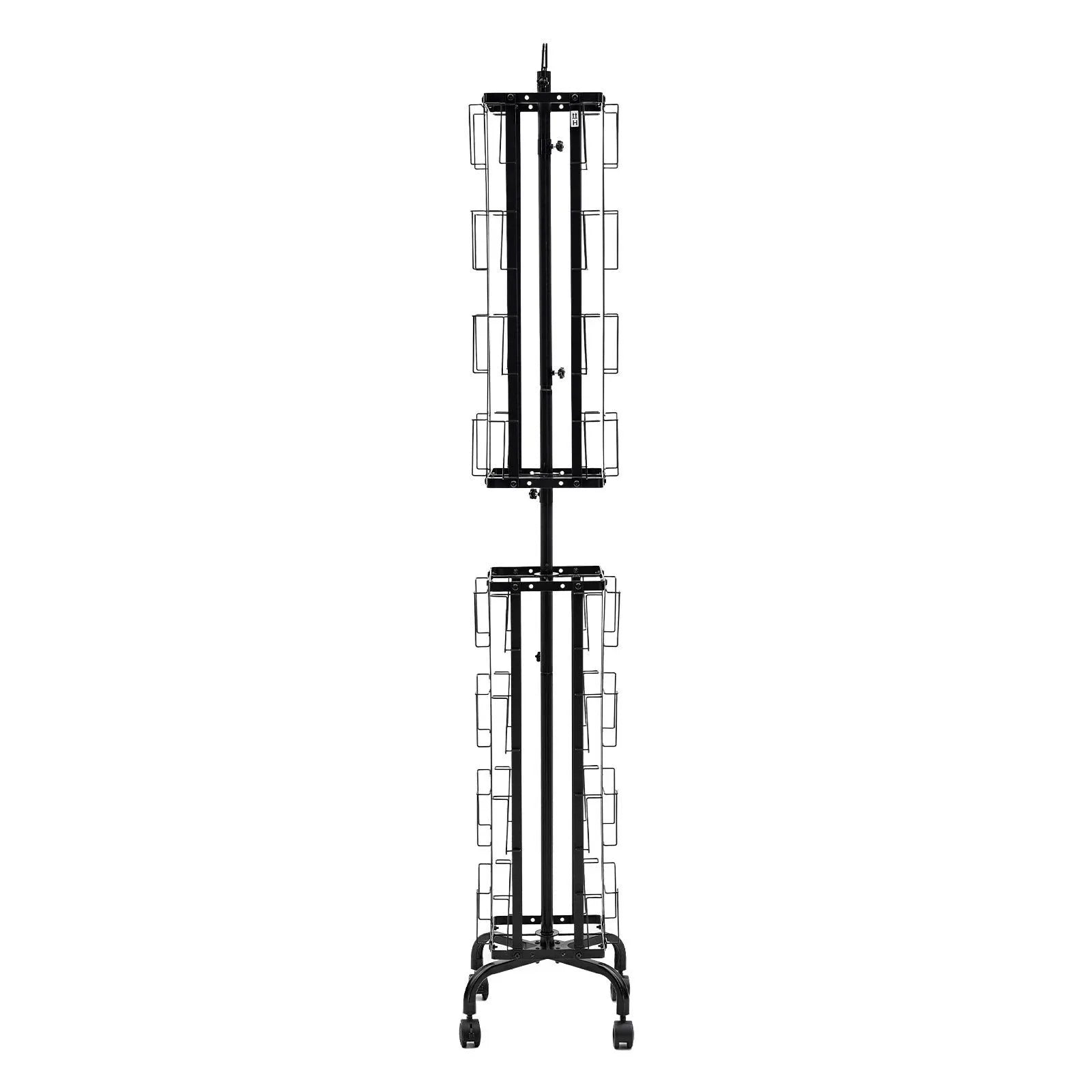 Greeting Cards Display Rack, 32 Pockets Rotating Postcard Brochure Display Stand, 360° Spinning Card Display Rack with Sign Holder & 4 Wheels (2 Lockable) for Exhibitions Office Trade Show