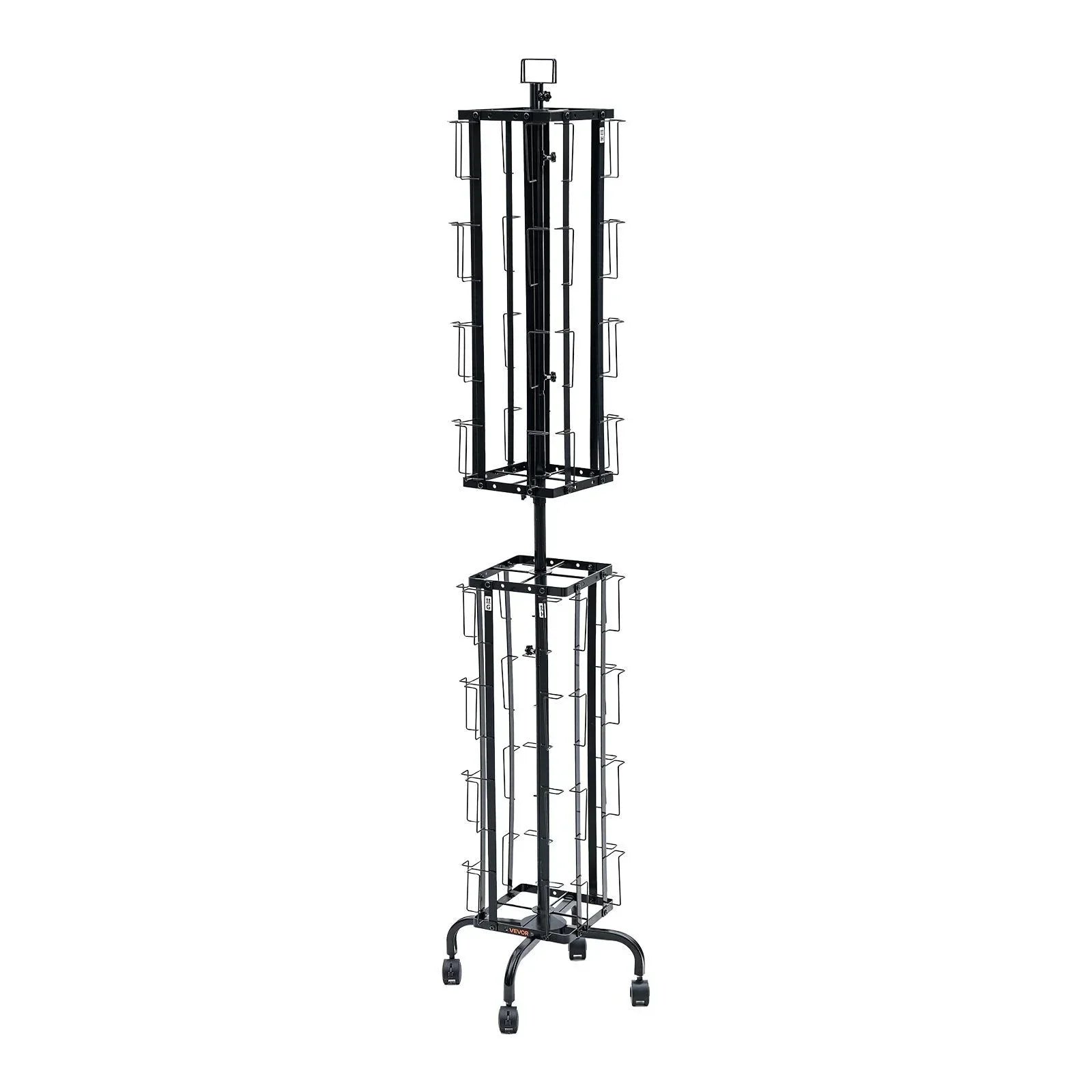 Greeting Cards Display Rack, 32 Pockets Rotating Postcard Brochure Display Stand, 360° Spinning Card Display Rack with Sign Holder & 4 Wheels (2 Lockable) for Exhibitions Office Trade Show