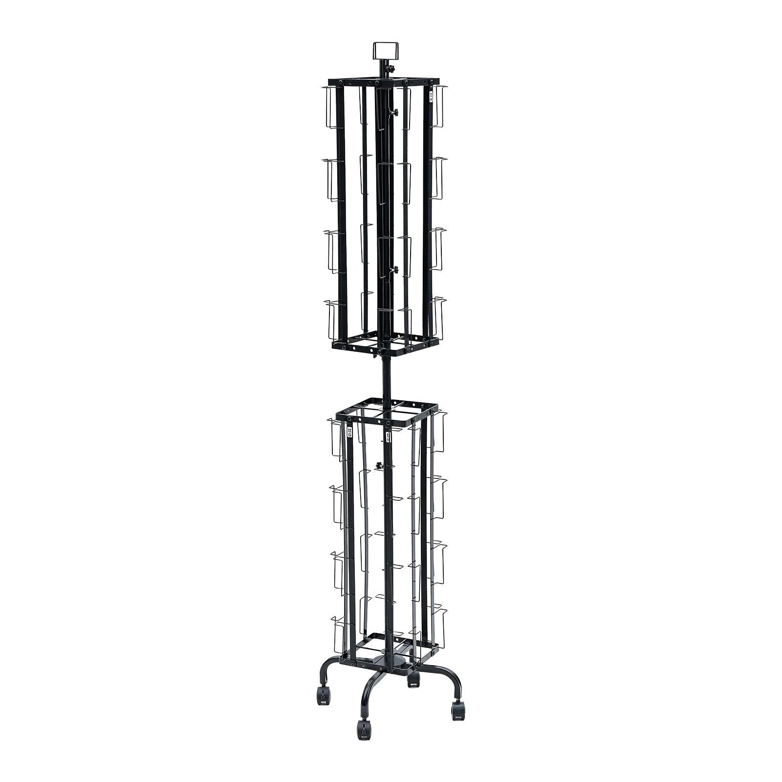 32-Pocket Rotating Greeting Card Display Rack 360° Brochure Stand with Wheels