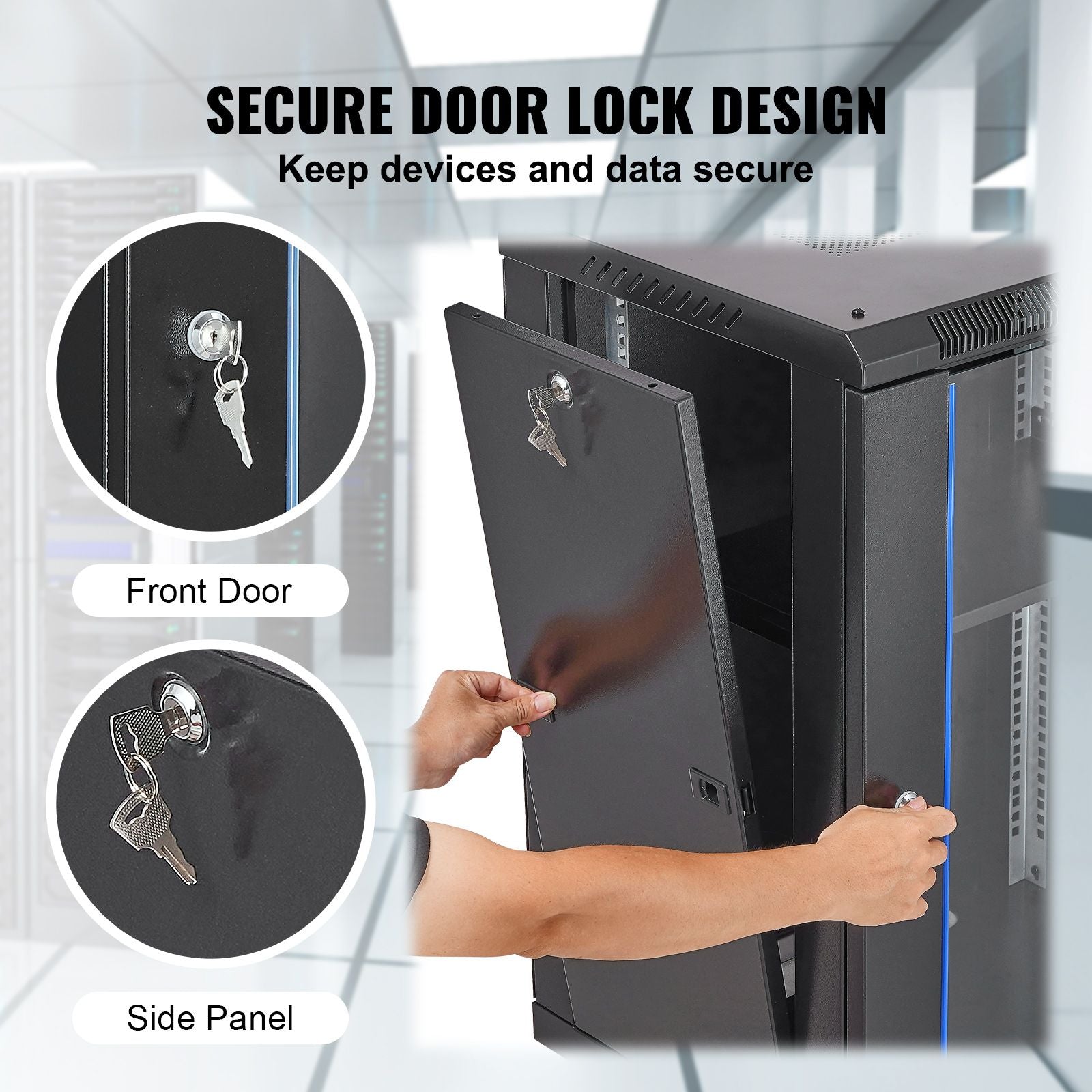 15U Wall Mount Network Cabinet, 226.8 kg Max. Ground Load Capacity, Server Rack Cabinet Enclosure with Locking Tempered Glass Door, Side Panels, Q235 Carbon Steel, for IT Equipment, A/V Devices